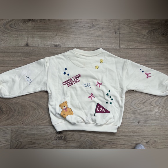 Zara Kids Happy Bear Sweatshirt NWT Size 3Y 98cm Cream Graphic Pullover - Picture 2 of 5